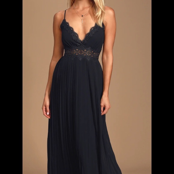 Lulus Dresses & Skirts - Romantic Intentions Black Lace Pleated Backless